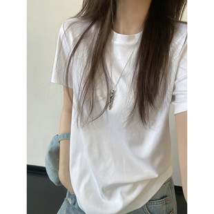 简约百搭纯色短袖 sun柚 白色经典 长绒棉圆领夏季 T恤 液氨T