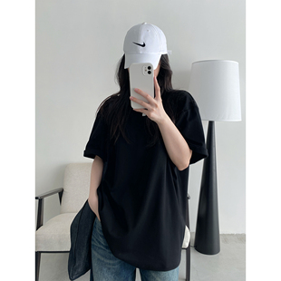 sun柚 T恤女圆领上衣服宽松韩系 春夏款 四色简约纯色百搭舒适短袖