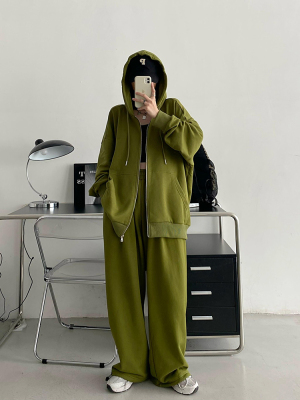 oversize宽松慵懒连帽卫衣裤套装