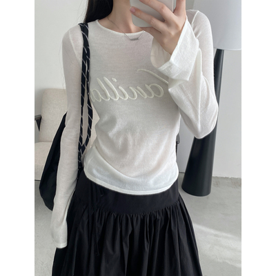 长袖t恤女春夏季针织衫上衣薄款