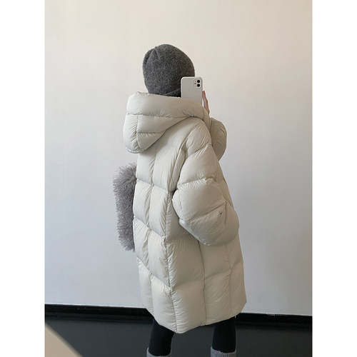 立领高充绒中长款保暖羽绒服女