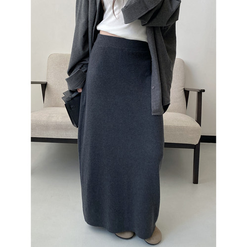 针织裙桑蚕丝羊毛针织半身裙女