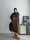 卫衣裙连衣裙女韩版 加绒字母印花长款 显瘦慵懒风长裙 秋冬季 sun柚