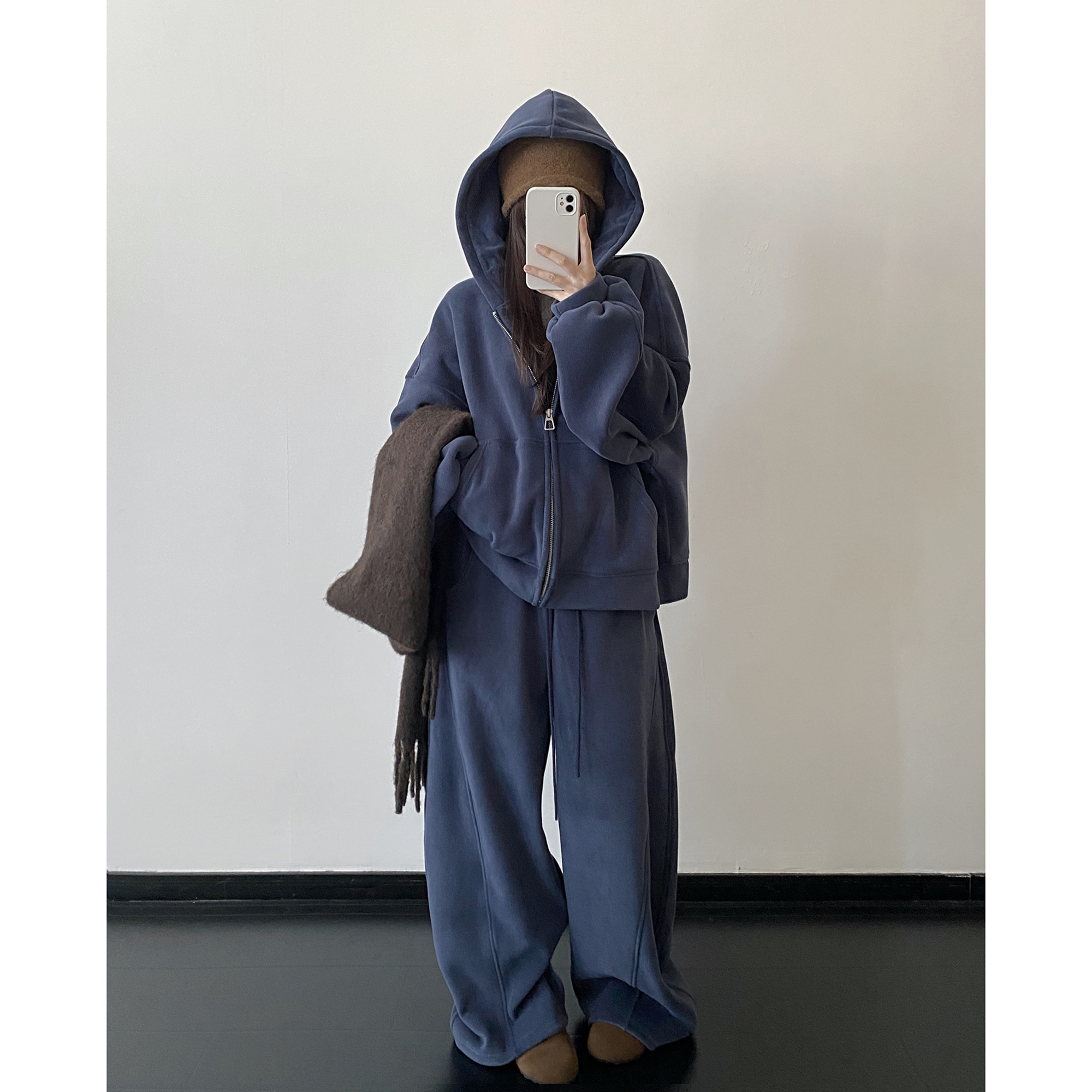 连帽卫衣外套女冬季加绒加厚上衣