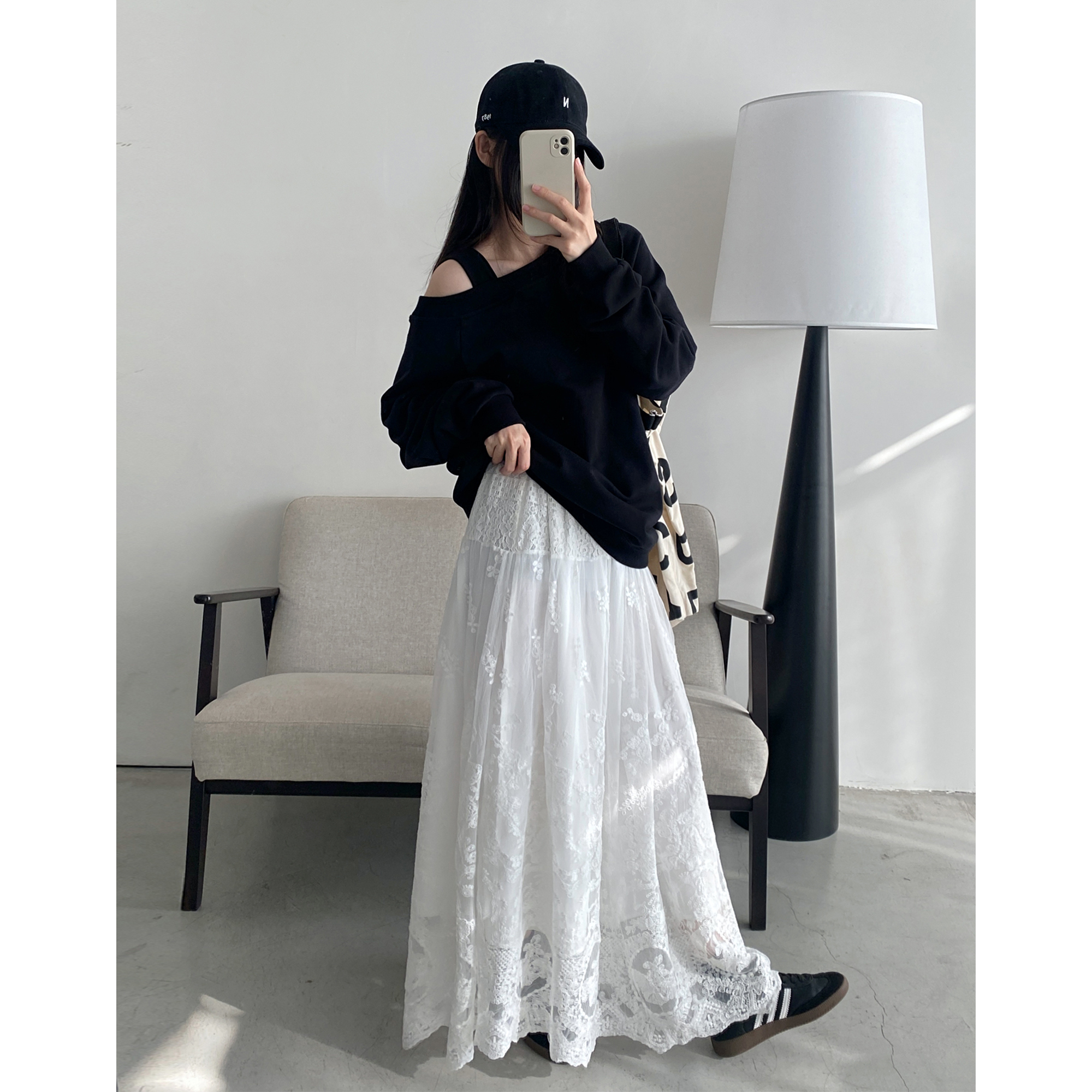 新款白色蕾丝半身裙女显瘦裙子