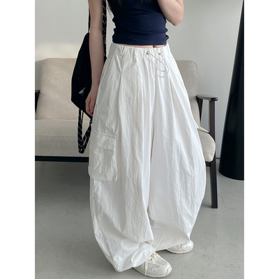 水洗长款宽松工装裤长裤休闲裤女