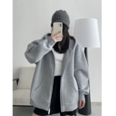 秋冬复古上衣外套oversize慵懒开衫 美式 连帽卫衣女宽松 清仓价