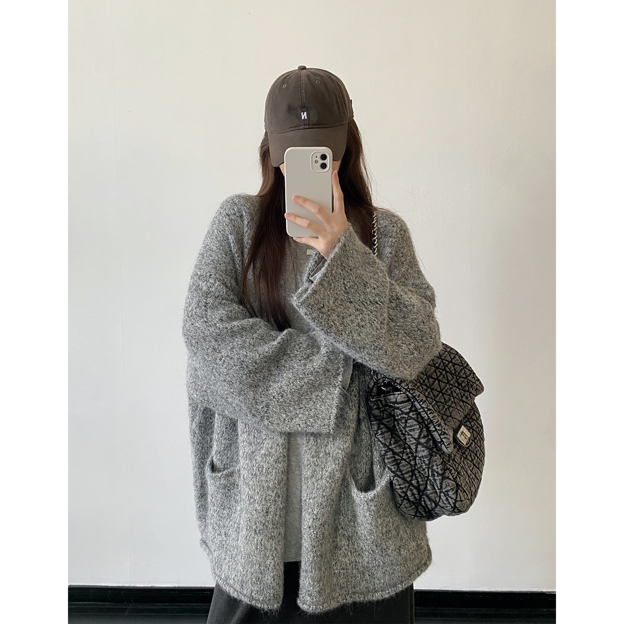 杂色混色软糯羊毛大开衫高克重