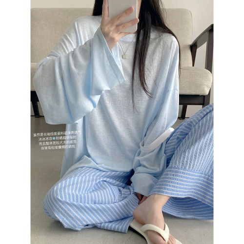 天丝桑蚕丝亚麻宽松长袖防晒T恤