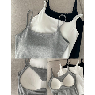 显瘦吊带美背背心 蕾丝肩带U背镂空一体聚拢杯修身 sun柚 蕾丝美背