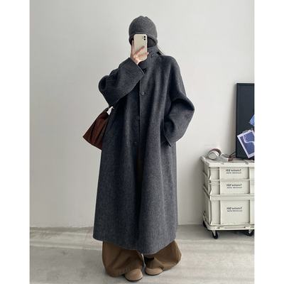 大衣秋冬质感双面毛呢羊毛外套女