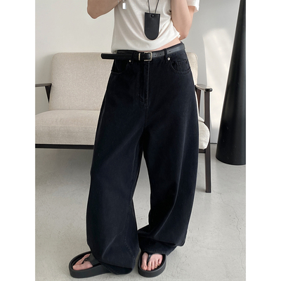 薄显瘦松弛弯刀牛仔裤长裤女春秋