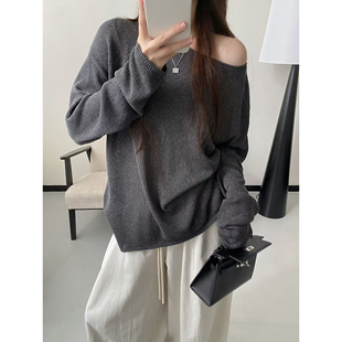 sun柚 淡人天菜 温柔风天爽亚麻莱塞尔松弛感软糯宽松长袖针织衫