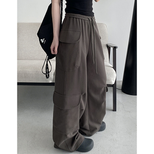【清仓价】舒适大口袋懒散抽绳宽松显瘦休闲直筒卫裤子运动阔腿裤
