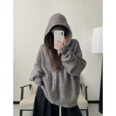 拉链外套 韩系软糯连帽毛衣内搭慵懒风针织开衫 sun柚 叠叠乐2.0