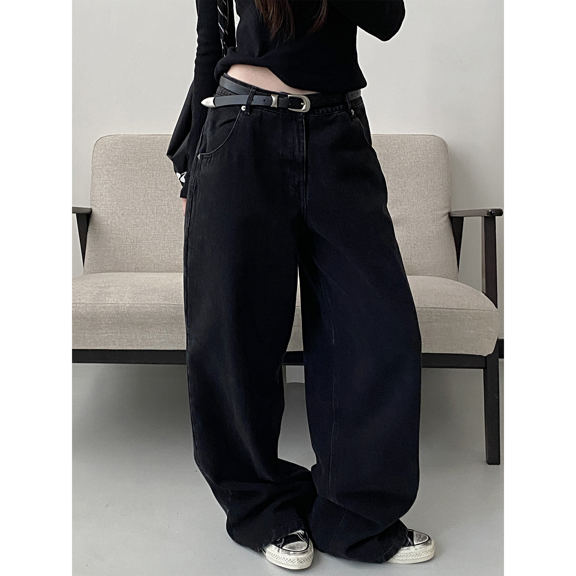 加厚牛仔裤宽松显瘦休闲长裤女