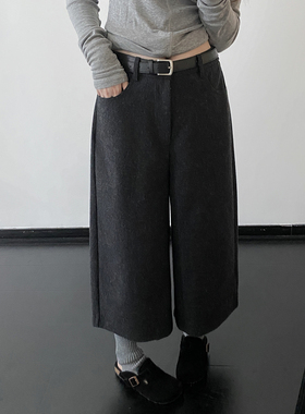 sun柚 本期王炸单品时髦精必入显腿直羊毛呢料8分裤高级阔腿裤子