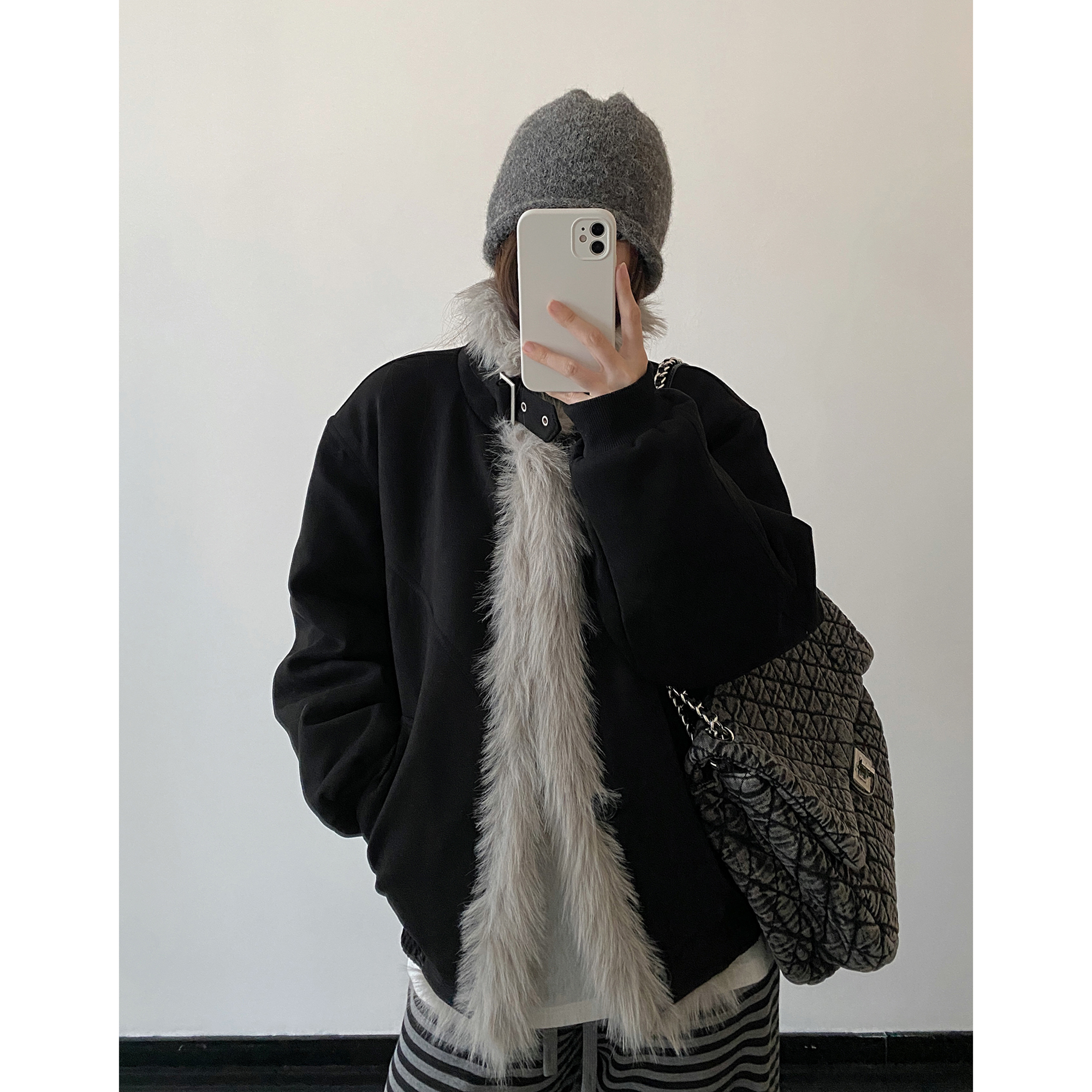 毛毛麂皮绒外套秋冬棉袄棉衣棉服