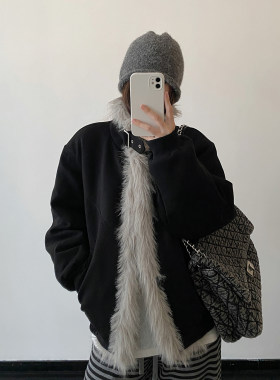 毛毛麂皮绒外套秋冬棉袄棉衣棉服
