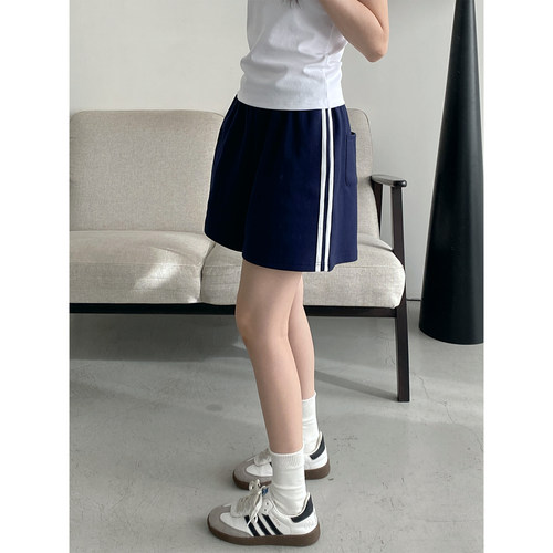 条纹运动短裤女夏季五分裤卫裤