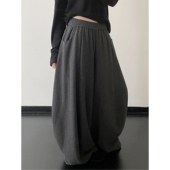 sun柚 阔腿拖地裤 淡淡 随意慵懒调50羊毛品质升级呢料垂垂奶奶裤