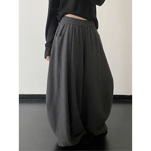 阔腿拖地裤 随意慵懒调50羊毛品质升级呢料垂垂奶奶裤 淡淡 sun柚
