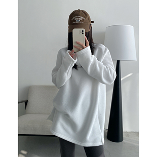 加厚抓绒纯色长袖 必入打底 圆领宽松T恤 舒适毛巾绒 sun柚