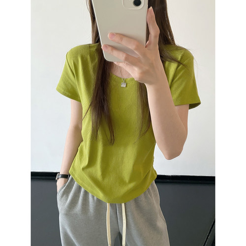 新疆棉抽褶t恤女夏季短袖上衣