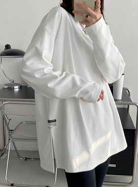 sun柚 升级保暖德绒打底衫女春秋冬加厚内搭宽松白色长袖t恤上衣