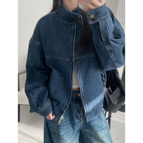 复古水洗牛仔牛仔夹克长袖外套女
