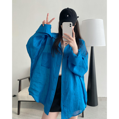 苎麻廓形宽松显瘦百搭衬衫女新款