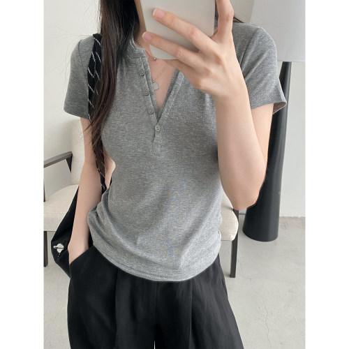 羊毛天丝显瘦短袖T恤上衣女夏