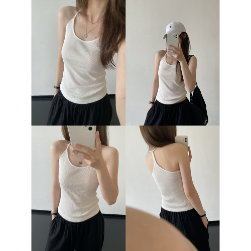 极简坑条修身美背吊带背心