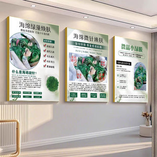 海绵微针海报祛痘图片钻石微针宣传画绿藻骨针焕肤挂画小绿膜广告