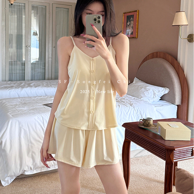 带胸垫可调节吊带睡衣女生夏季