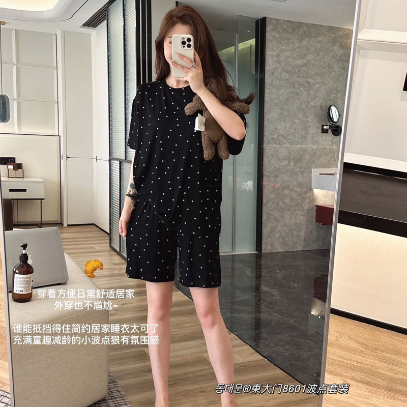 东大门8601波点套装夏季睡衣女款短袖薄款舒适莫代尔感家居服少女