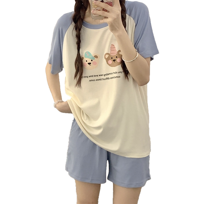 睡衣女夏季莫代尔可爱卡通薄款短袖2025年新款少女家居服甜美套装