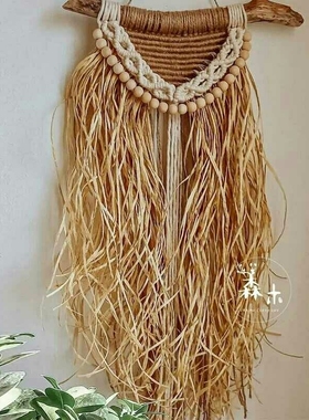 墙面壁饰北欧ins波西米亚装饰草编藤编民宿民族风编织玄关