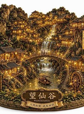 高级金属冰箱贴江西上饶磁吸旅游文创古风建筑夜色仙境