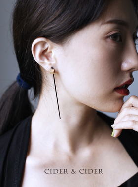 Cider 设计感耳钉小众网红长款耳线赫本风两戴款耳饰925银针