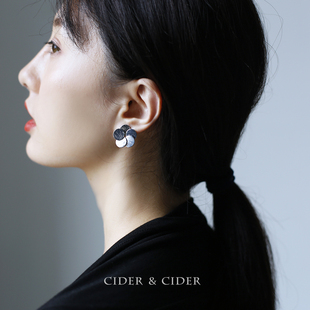 Cider 耳环百搭气质2019 银色拉丝五瓣花耳环高级感花朵夏季
