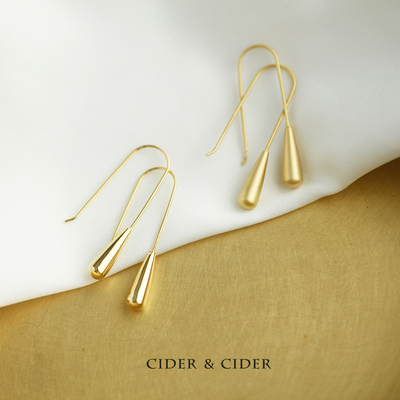 cider冷淡风耳环女金银多色水滴