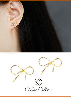 Cider 925纯银蝴蝶结耳钉日韩风甜美网红简约超仙耳环森系气质耳