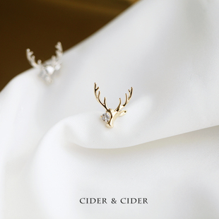 ins个性 小众耳环驯鹿网红 圣诞麋鹿锆石耳钉新年2019新款 Cider