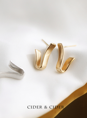 Cider 几何符号耳钉简约冷淡风耳环轻拉丝高级感耳环法式网红耳饰