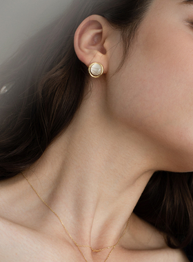 Cider 高级感耳钉猫眼镶嵌设计气质优雅耳环法式知性小众耳饰新款