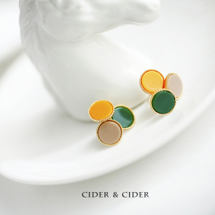 Cider 度假风耳环莫兰迪色系网红耳饰2019年新 梵高三色花耳钉夏季