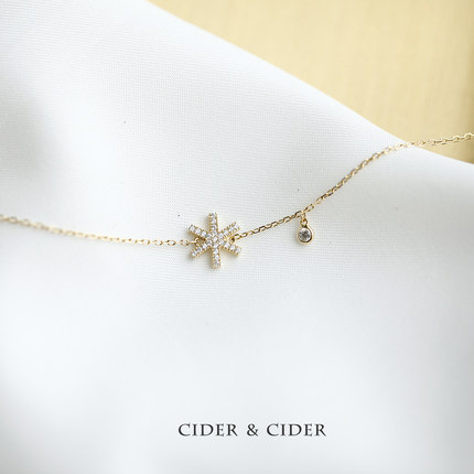 Cider 六芒星手链女925纯银锆石手链ins小众设计守护饰品