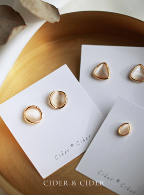 Cider时尚气质耳环猫眼夏季通勤耳钉气质韩国个性优雅小众耳饰