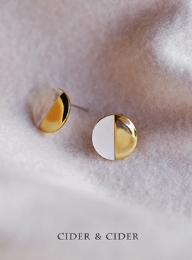 Cider 天然贝珠镶嵌耳钉夏天清新百搭浮世绘耳环中国风耳环耳饰